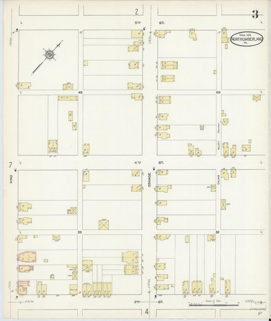 Sanborn Fire Insurance Map from Northumberland, Northumberland County, Pennsylvania (1913), Sheet #0003 - Historic Sanborn Fire Insurance Map Print, vintage old map wall art, antique decor, genealogy gift, Pennsylvania Pennsylvania map