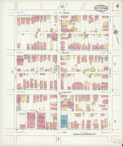 Sanborn Fire Insurance Map from Pottstown, Montgomery County, Pennsylvania (1916), Sheet #0004 - Complete Map Set gallery image, historic Sanborn map, vintage wall art, Pennsylvania Pennsylvania