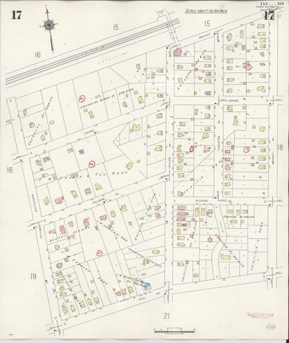Sanborn Fire Insurance Map from Glen Ellyn, Du Page County, Illinois (1946), Sheet #0017 - Complete Map Set gallery image, historic Sanborn map, vintage wall art, Illinois Illinois
