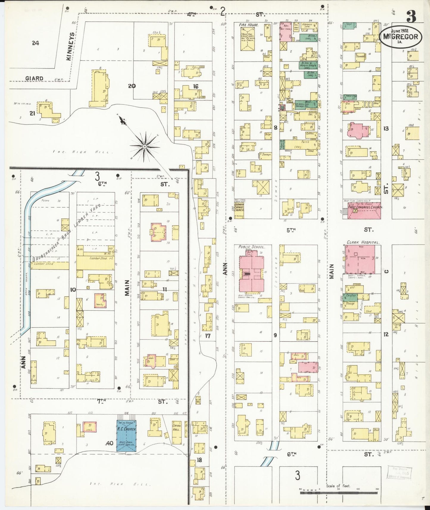 Sanborn Fire Insurance Map from McGregor, Clayton County, Iowa (1902), Sheet #0003 - Historic Sanborn Fire Insurance Map Print