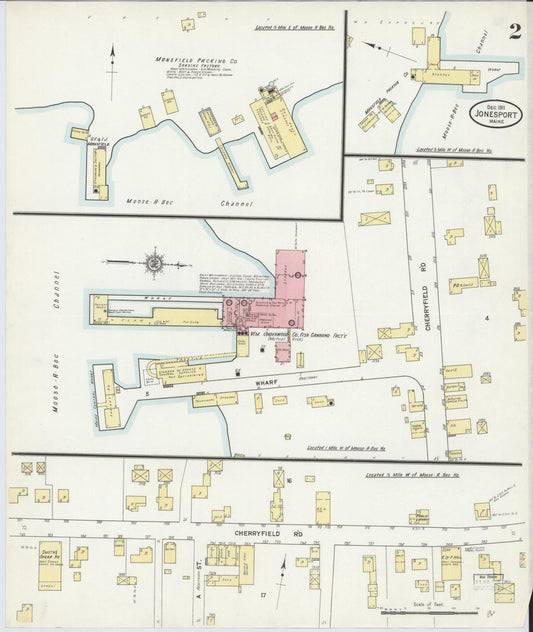 Sanborn Fire Insurance Map from Jonesport, Washington County, Maine (1911), Sheet #0002 - Historic Sanborn Fire Insurance Map Print, vintage old map wall art, antique decor, genealogy gift, Maine Maine map