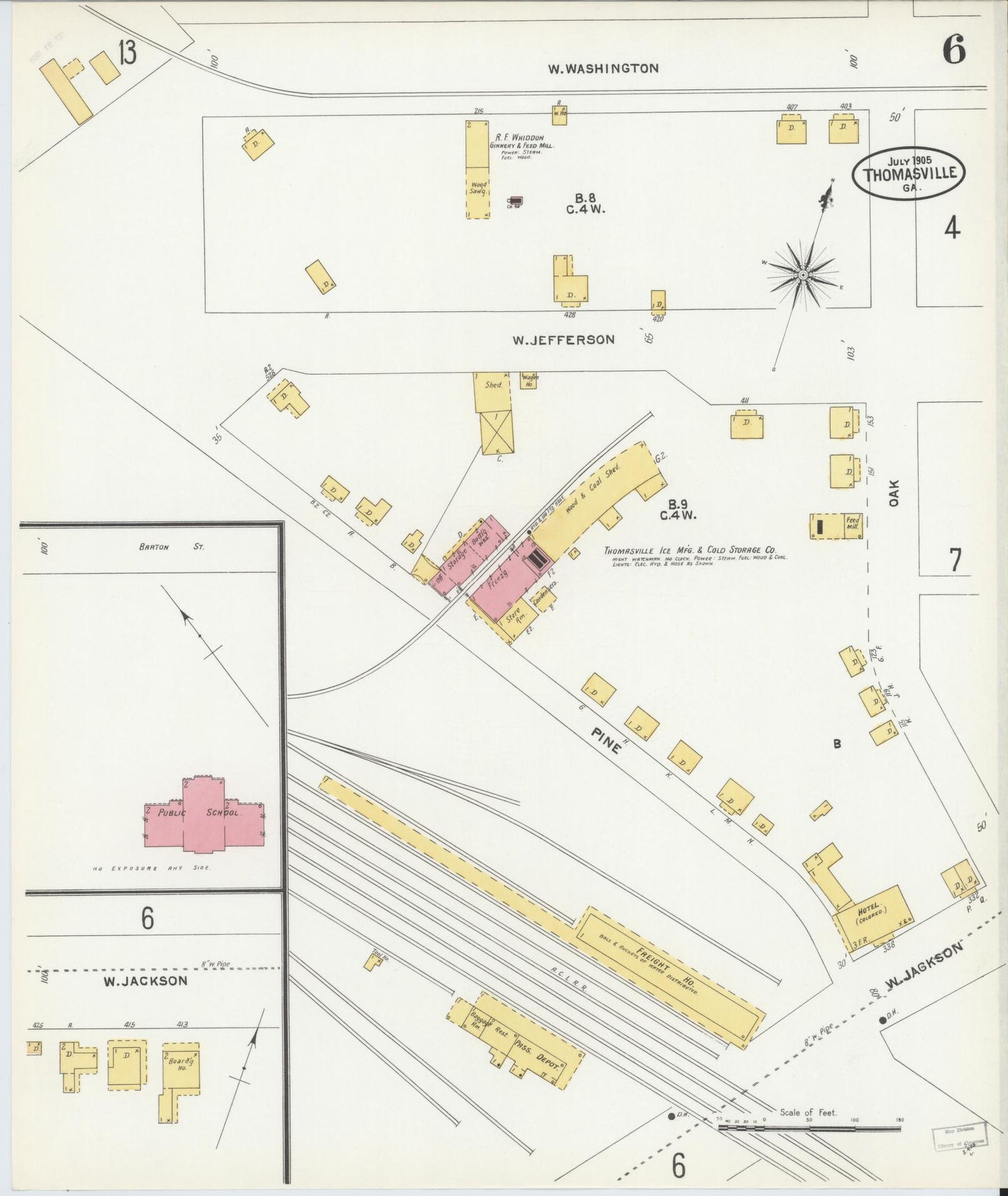 Sanborn Fire Insurance Map from Thomasville, Thomas County, Georgia (1905), Sheet #0006 - Complete Map Set gallery image, historic Sanborn map, vintage wall art, Georgia Georgia