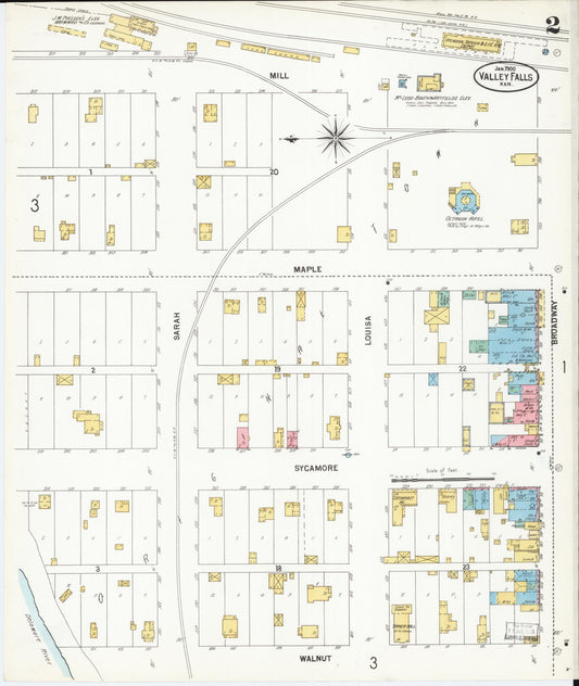 Sanborn Fire Insurance Map from Valley Falls, Jefferson County, Kansas (1899), Sheet #0002 - Historic Sanborn Fire Insurance Map Print, vintage old map wall art, antique decor, genealogy gift, Kansas Kansas map