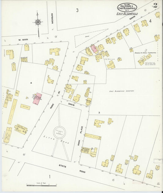 Sanborn Fire Insurance Map from Holcomb, Ontario County, New York (1909), Sheet #0002 - Historic Sanborn Fire Insurance Map Print, vintage old map wall art, antique decor, genealogy gift, New York New York map