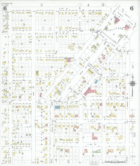 Sanborn Fire Insurance Map from Littlefield, Lamb County, Texas (1950), Sheet #0006 - Historic Sanborn Fire Insurance Map Print, vintage old map wall art, antique decor, genealogy gift, Texas Texas map
