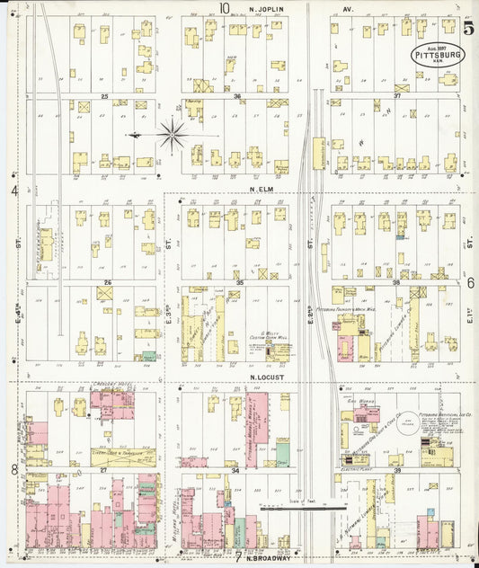 Sanborn Fire Insurance Map from Pittsburg, Crawford County, Kansas (1897), Sheet #0005 - Historic Sanborn Fire Insurance Map Print, vintage old map wall art, antique decor, genealogy gift, Kansas Kansas map