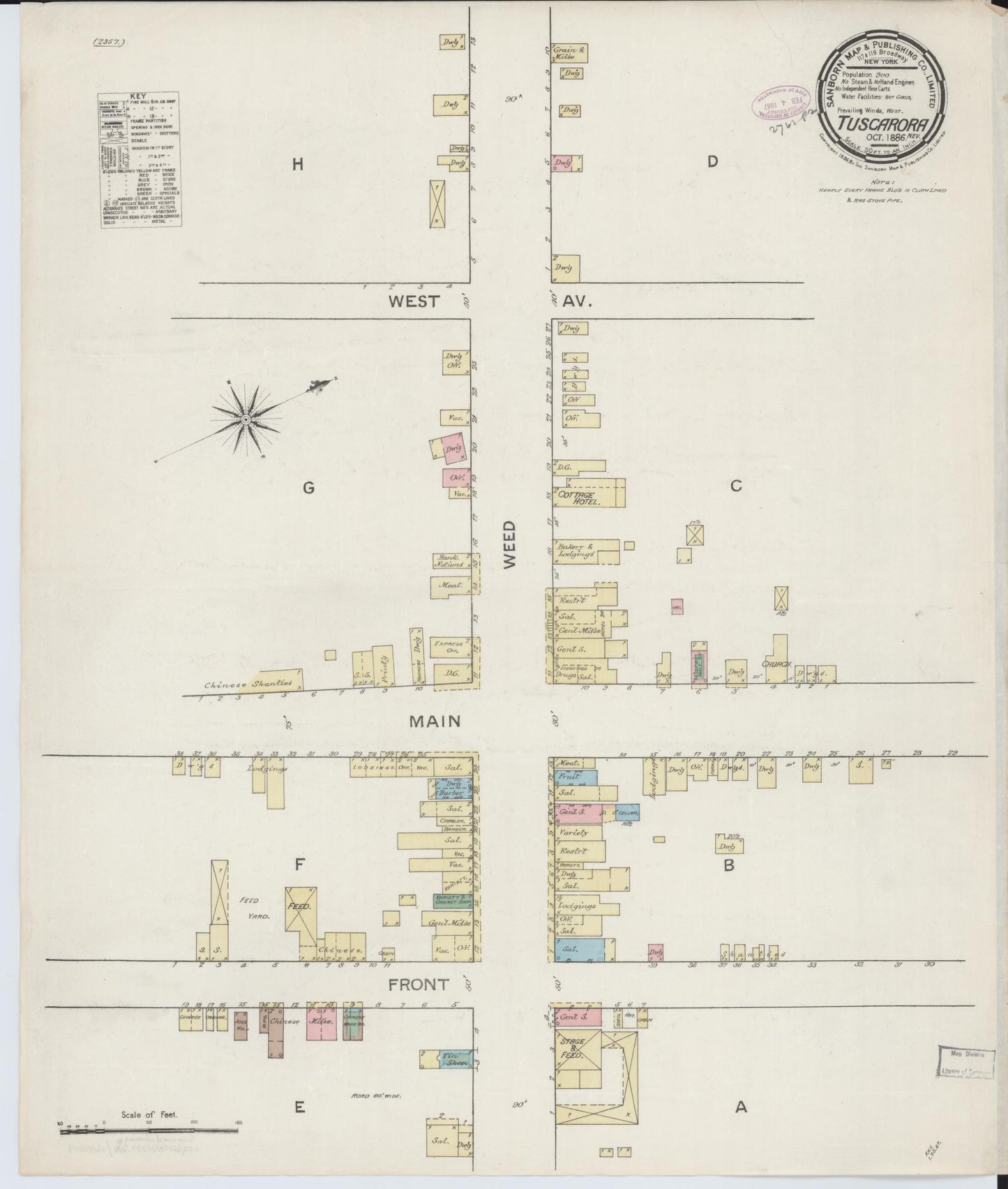 Sanborn Fire Insurance Map from Tuscarora, Elko County, Nevada (1886), Sheet #0001 - Historic Sanborn Fire Insurance Map Print, vintage old map wall art, antique decor, genealogy gift, Nevada Nevada map