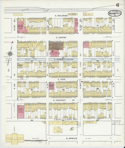 Sanborn Fire Insurance Map from Mahanoy City, Schuylkill County, Pennsylvania (1920), Sheet #0006 - Historic Sanborn Fire Insurance Map Print, vintage old map wall art, antique decor, genealogy gift, Pennsylvania Pennsylvania map