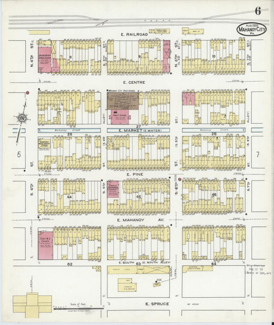 Sanborn Fire Insurance Map from Mahanoy City, Schuylkill County, Pennsylvania (1920), Sheet #0006 - Historic Sanborn Fire Insurance Map Print, vintage old map wall art, antique decor, genealogy gift, Pennsylvania Pennsylvania map