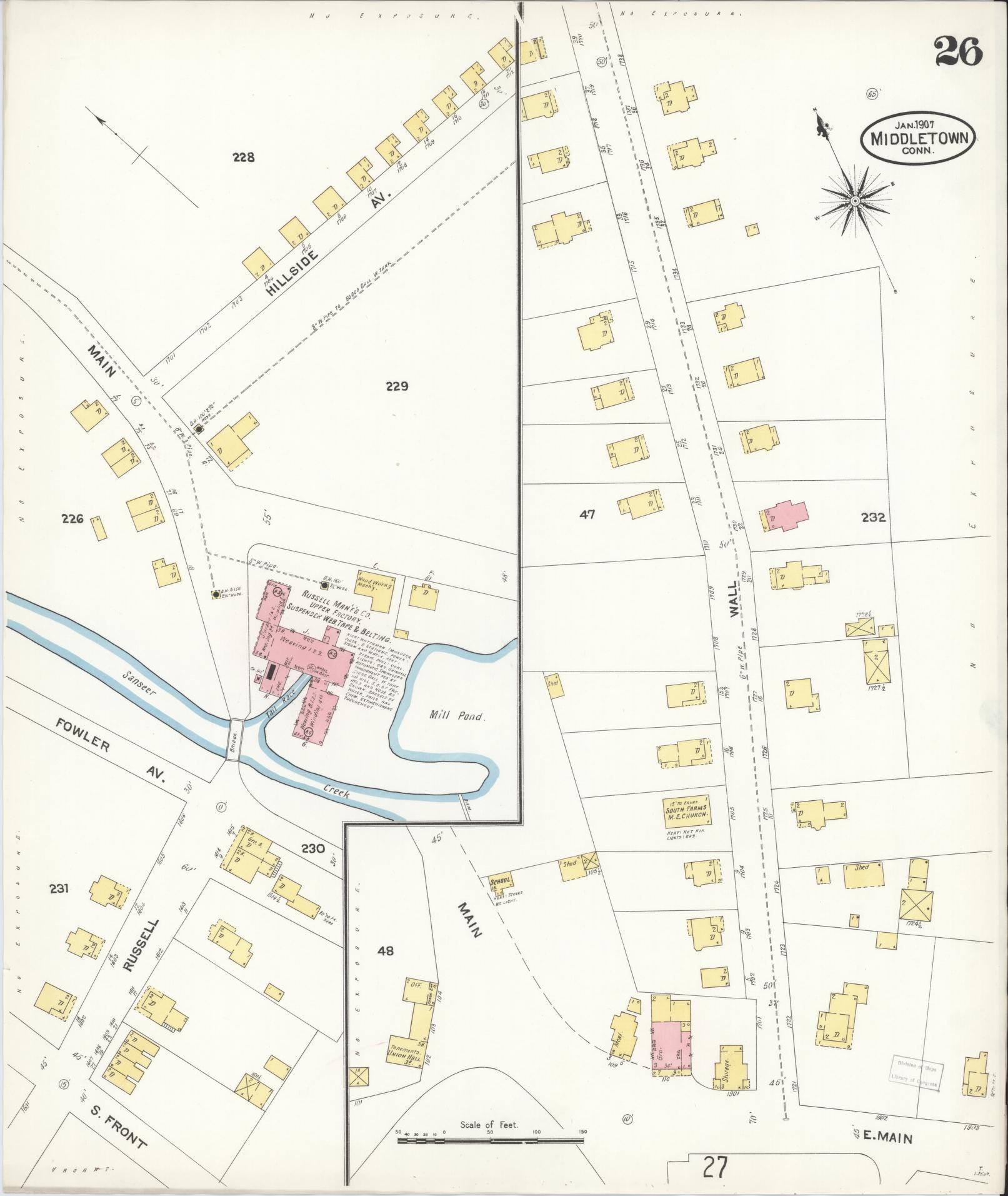Sanborn Fire Insurance Map from Middletown, Middlesex County, Connecticut (1907), Sheet #0026 - Complete Map Set gallery image, historic Sanborn map, vintage wall art, Connecticut Connecticut