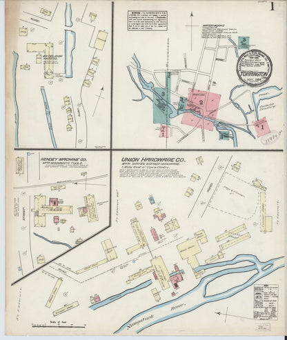 Sanborn Fire Insurance Map from Torrington, Litchfield County, Connecticut (1884), Sheet #0001 - Complete Map Set gallery image, historic Sanborn map, vintage wall art, Connecticut Connecticut