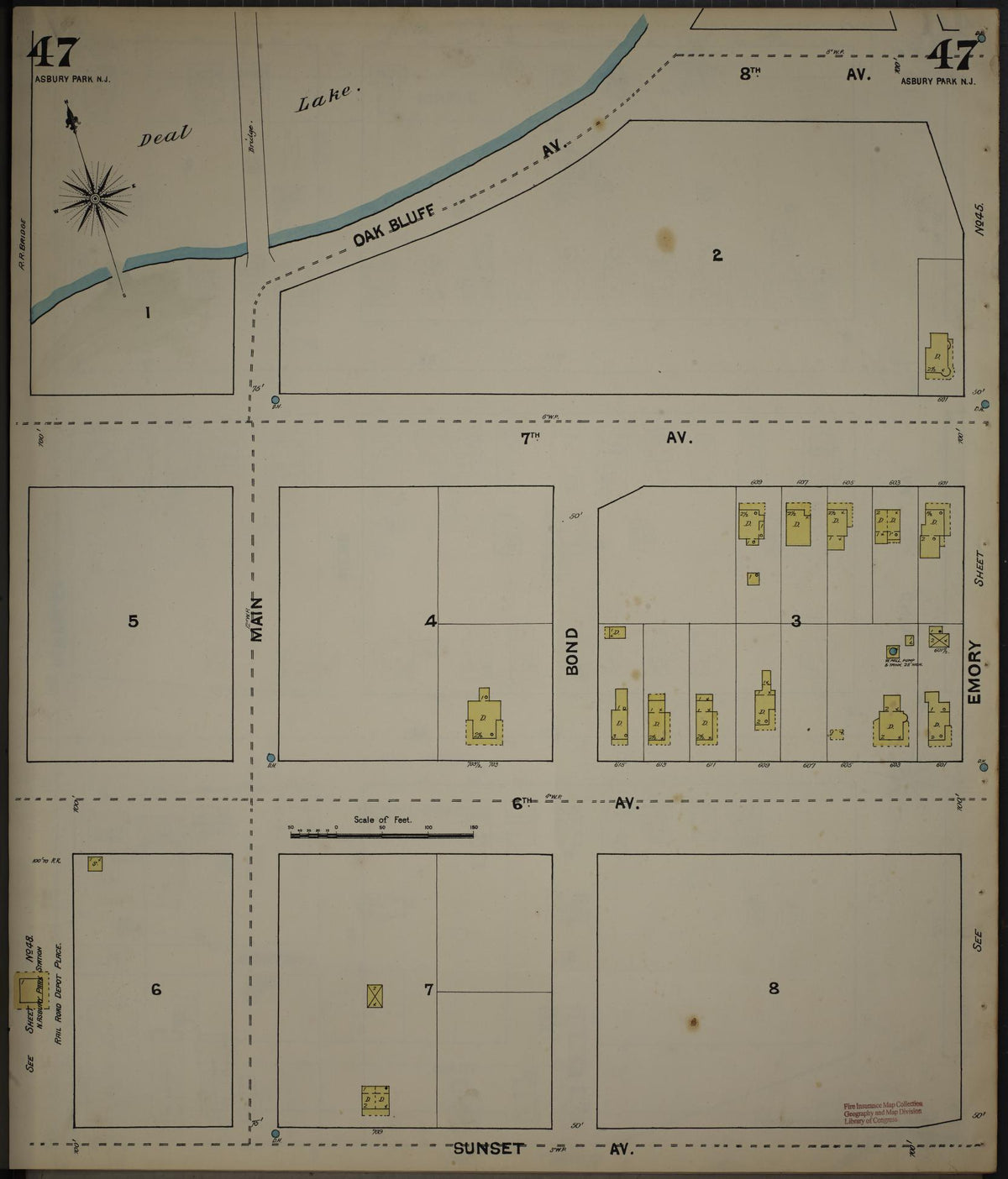 Sanborn Fire Insurance Map from New Jersey Coast, New Jersey Coast, New Jersey (1890), Sheet #0047 - Complete Map Set gallery image, historic Sanborn map, vintage wall art, New Jersey Coast New Jersey
