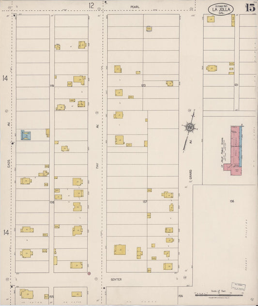 Sanborn Fire Insurance Map from La Jolla, San Diego County, California (1921), Sheet #0015 - Historic Sanborn Fire Insurance Map Print, vintage old map wall art, antique decor, genealogy gift, California California map