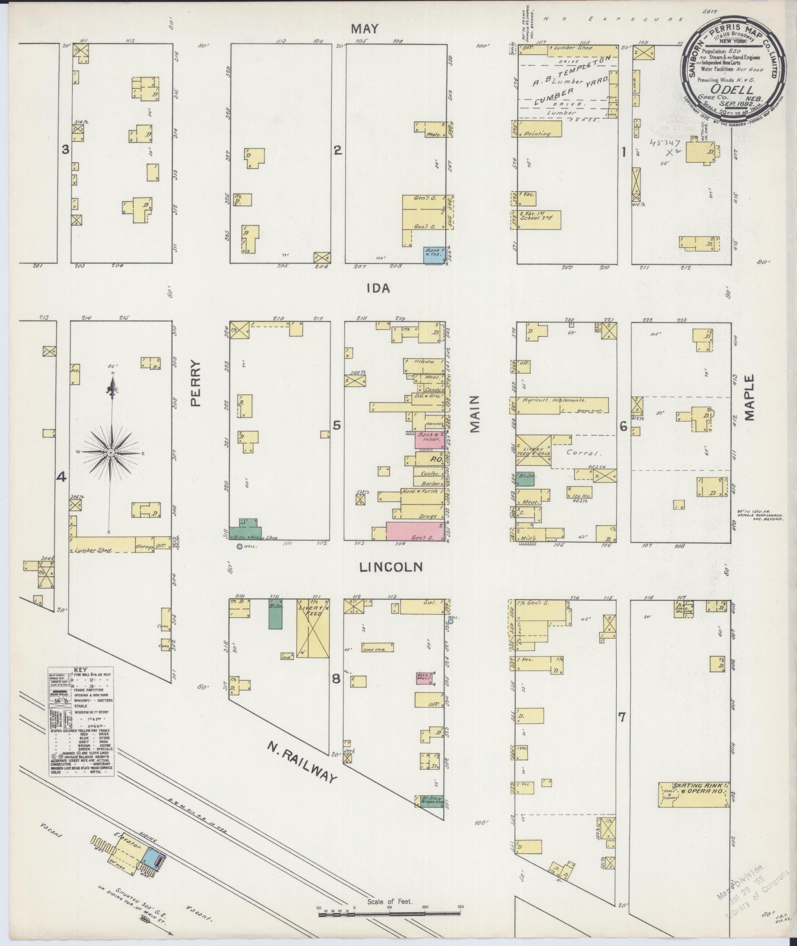 Sanborn Fire Insurance Map from Odell, Gage County, Nebraska. (1892) – Historic Sanborn Fire Insurance Map Print