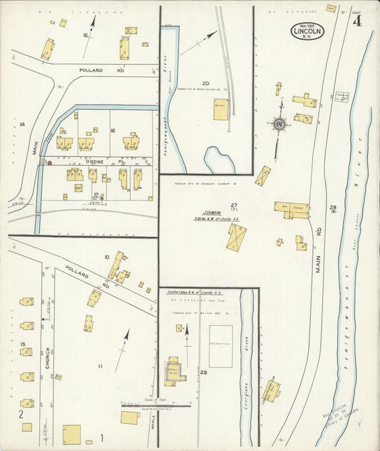 Sanborn Fire Insurance Map from Lincoln, Grafton County, New Hampshire (1921), Sheet #0004 - Historic Sanborn Fire Insurance Map Print, vintage old map wall art, antique decor, genealogy gift, New Hampshire New Hampshire map