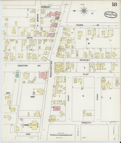Sanborn Fire Insurance Map from Houston, Harris County, Texas (1890), Sheet #0018 - Historic Sanborn Fire Insurance Map Print, vintage old map wall art, antique decor, genealogy gift, Texas Texas map