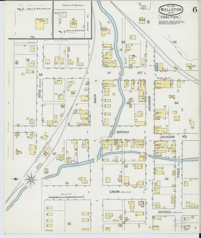 Sanborn Fire Insurance Map from Wellston, Jackson County, Ohio (1892), Sheet #0006 - Historic Sanborn Fire Insurance Map Print, vintage old map wall art, antique decor, genealogy gift, Ohio Ohio map