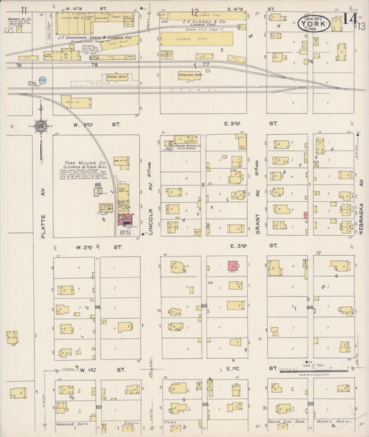 Sanborn Fire Insurance Map from York, York County, Nebraska (1922), Sheet #0014 - Historic Sanborn Fire Insurance Map Print, vintage old map wall art, antique decor, genealogy gift, Nebraska Nebraska map