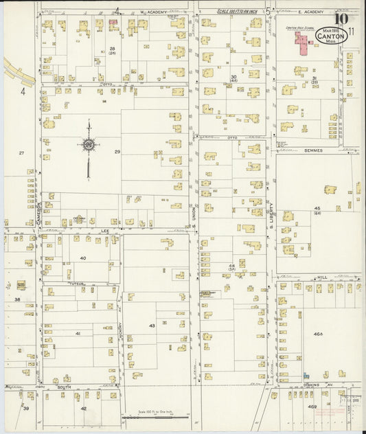 Sanborn Fire Insurance Map from Canton, Madison County, Mississippi (1916), Sheet #0010 - Historic Sanborn Fire Insurance Map Print, vintage old map wall art, antique decor, genealogy gift, Mississippi Mississippi map