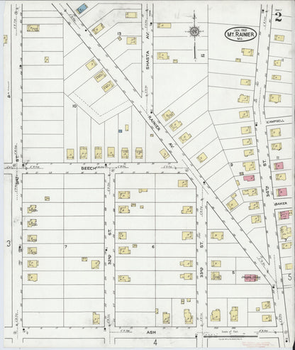 Sanborn Fire Insurance Map from Mount Rainier, Prince Georges County, Maryland (1921), Sheet #0002 - Complete Map Set gallery image, historic Sanborn map, vintage wall art, Maryland Maryland