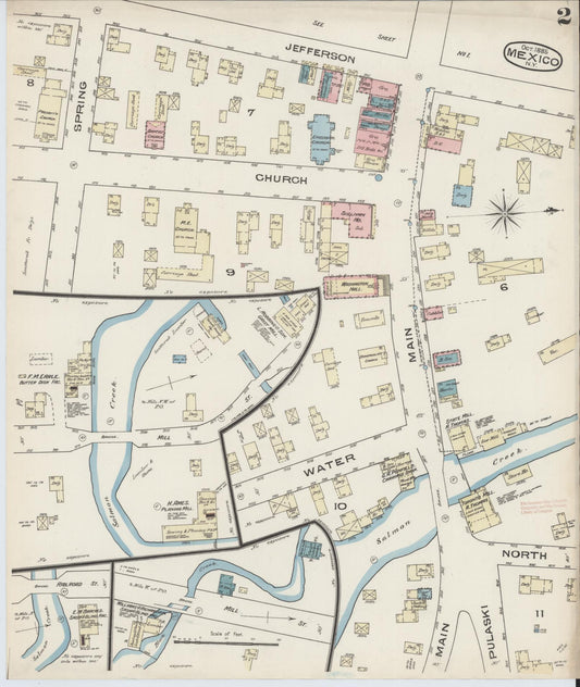 Sanborn Fire Insurance Map from Mexico, Oswego County, New York (1885), Sheet #0002 - Historic Sanborn Fire Insurance Map Print, vintage old map wall art, antique decor, genealogy gift, New York New York map