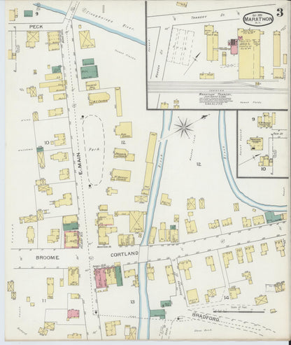 Sanborn Fire Insurance Map from Marathon, Cortland County, New York (1893), Sheet #0003 - Complete Map Set gallery image, historic Sanborn map, vintage wall art, New York New York