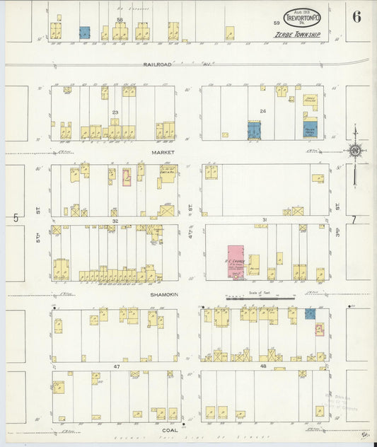 Sanborn Fire Insurance Map from Trevorton Post Office, Northumberland County, Pennsylvania (1913), Sheet #0006 - Historic Sanborn Fire Insurance Map Print, vintage old map wall art, antique decor, genealogy gift, Pennsylvania Pennsylvania map