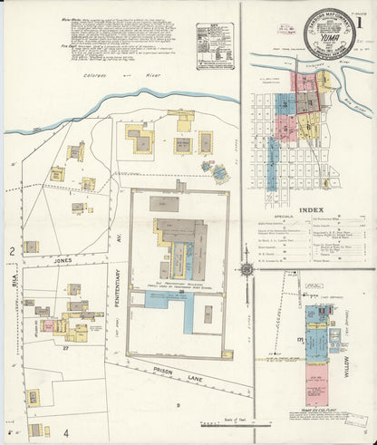 Sanborn Fire Insurance Map from Yuma, Yuma County, Arizona (1911), Sheet #0001 - Complete Map Set gallery image, historic Sanborn map, vintage wall art, Arizona Arizona
