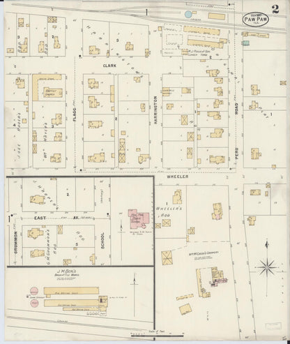 Sanborn Fire Insurance Map from Paw Paw, Lee County, Illinois (1897), Sheet #0002 - Historic Sanborn Fire Insurance Map Print, vintage old map wall art, antique decor, genealogy gift, Illinois Illinois map