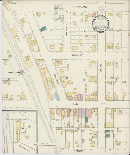 Sanborn Fire Insurance Map from Franklin Grove, Lee County, Illinois (1893), Sheet #0001 - Historic Sanborn Fire Insurance Map Print, vintage old map wall art, antique decor, genealogy gift, Illinois Illinois map