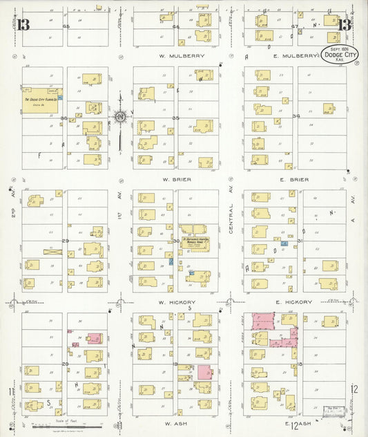 Sanborn Fire Insurance Map from Dodge City, Ford County, Kansas (1926), Sheet #0013 - Historic Sanborn Fire Insurance Map Print, vintage old map wall art, antique decor, genealogy gift, Kansas Kansas map