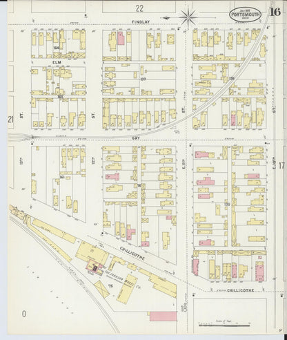 Sanborn Fire Insurance Map from Portsmouth, Scioto County, Ohio (1897), Sheet #0016 - Historic Sanborn Fire Insurance Map Print, vintage old map wall art, antique decor, genealogy gift, Ohio Ohio map