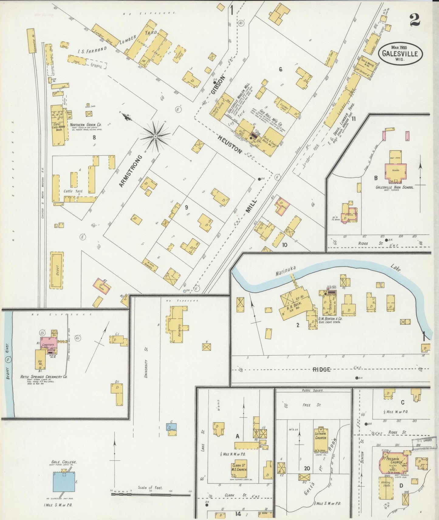 Sanborn Fire Insurance Map from Galesville, Trempealeau County, Wisconsin (1900), Sheet #0002 - Complete Map Set gallery image, historic Sanborn map, vintage wall art, Wisconsin Wisconsin