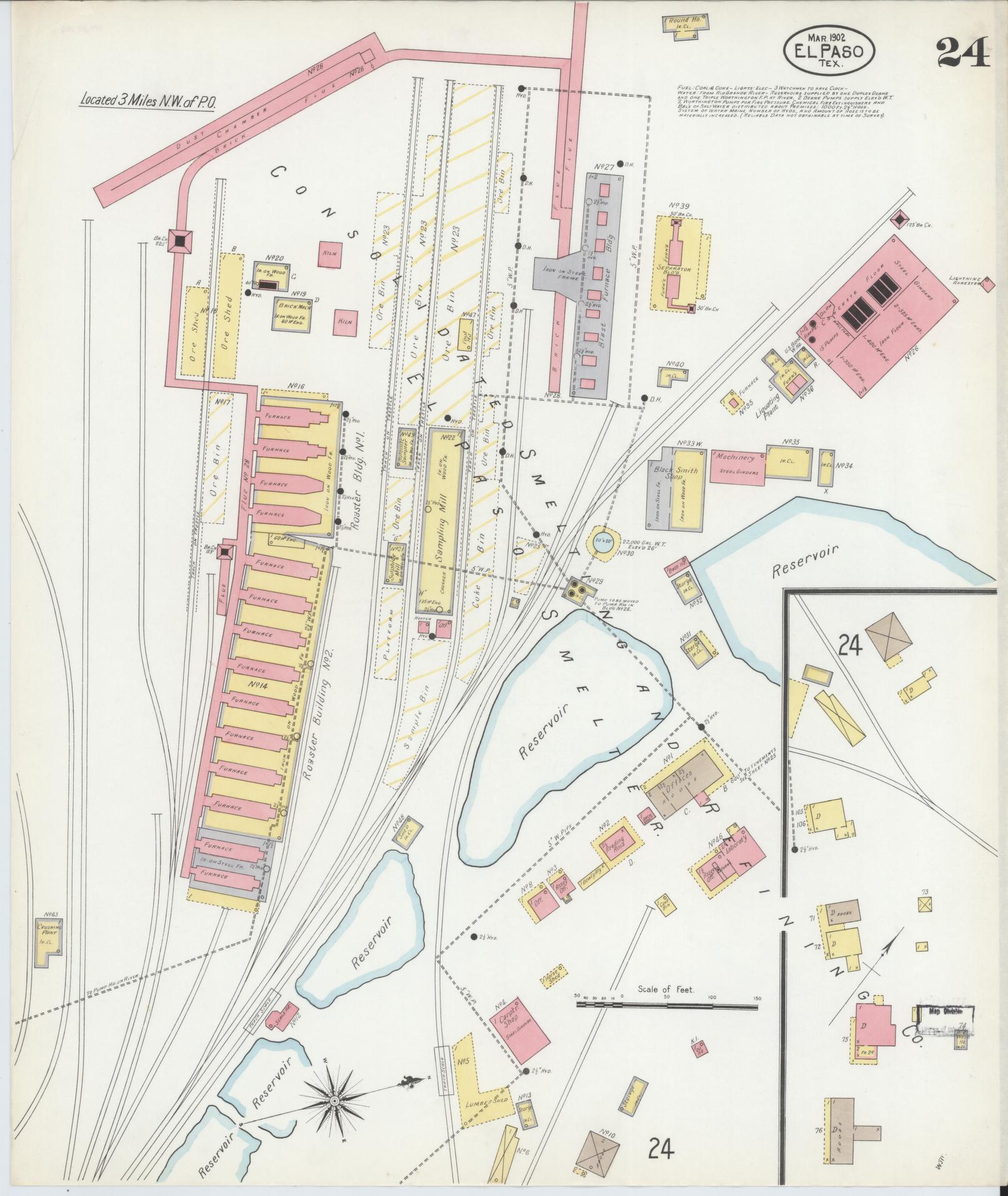 Sanborn Fire Insurance Map from El Paso, El Paso County, Texas (1902), Sheet #0024 - Complete Map Set gallery image, historic Sanborn map, vintage wall art, Texas Texas