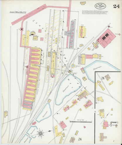 Sanborn Fire Insurance Map from El Paso, El Paso County, Texas (1902), Sheet #0024 - Complete Map Set gallery image, historic Sanborn map, vintage wall art, Texas Texas