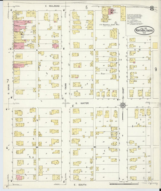 Sanborn Fire Insurance Map from North Baltimore, Wood County, Ohio (1913), Sheet #0008 - Historic Sanborn Fire Insurance Map Print, vintage old map wall art, antique decor, genealogy gift, Ohio Ohio map