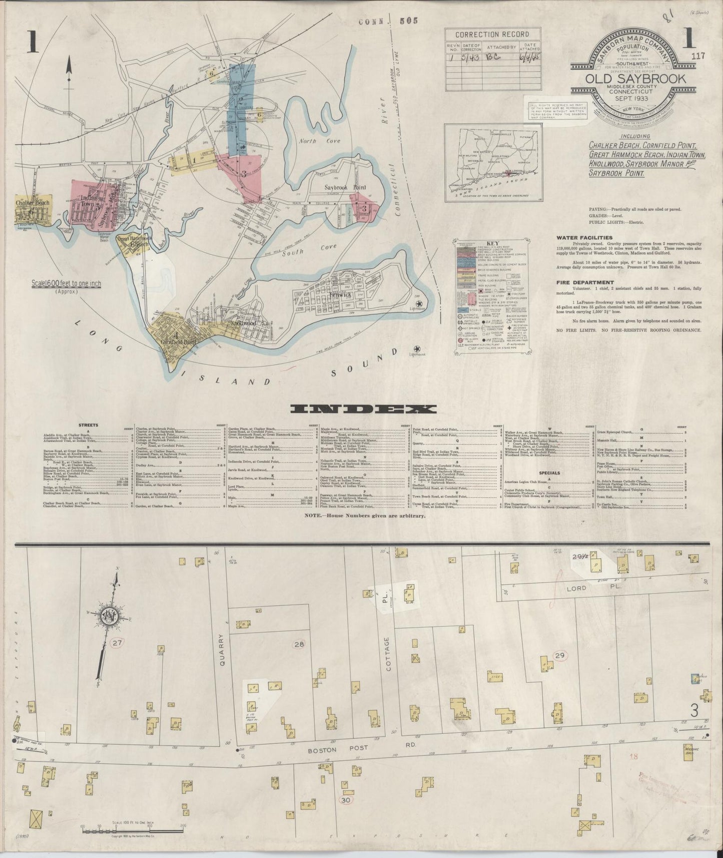 Sanborn Fire Insurance Map from Old Saybrook, Middlesex County, Connecticut (1943), Sheet #0001 - Complete Map Set gallery image, historic Sanborn map, vintage wall art, Connecticut Connecticut