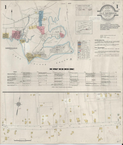 Sanborn Fire Insurance Map from Old Saybrook, Middlesex County, Connecticut (1943), Sheet #0001 - Complete Map Set gallery image, historic Sanborn map, vintage wall art, Connecticut Connecticut