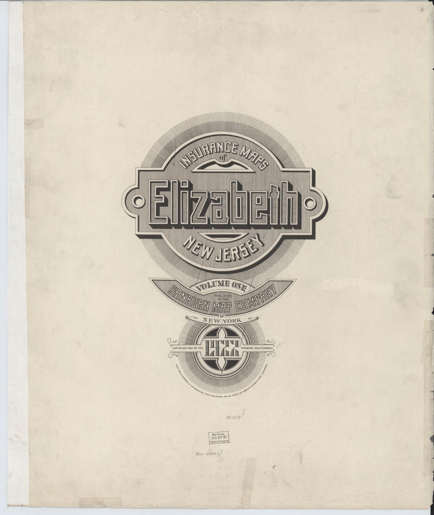 Sanborn Fire Insurance Map from Elizabeth, Union County, New Jersey. (1922) – Historic Sanborn Fire Insurance Map Print