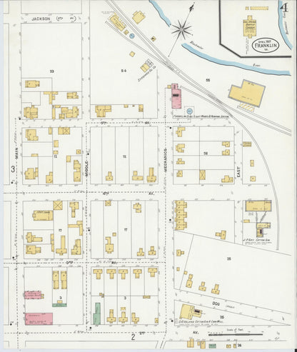 Sanborn Fire Insurance Map from Franklin, Independent Cities, Virginia (1907), Sheet #0004 - Complete Map Set gallery image, historic Sanborn map, vintage wall art, Virginia Virginia