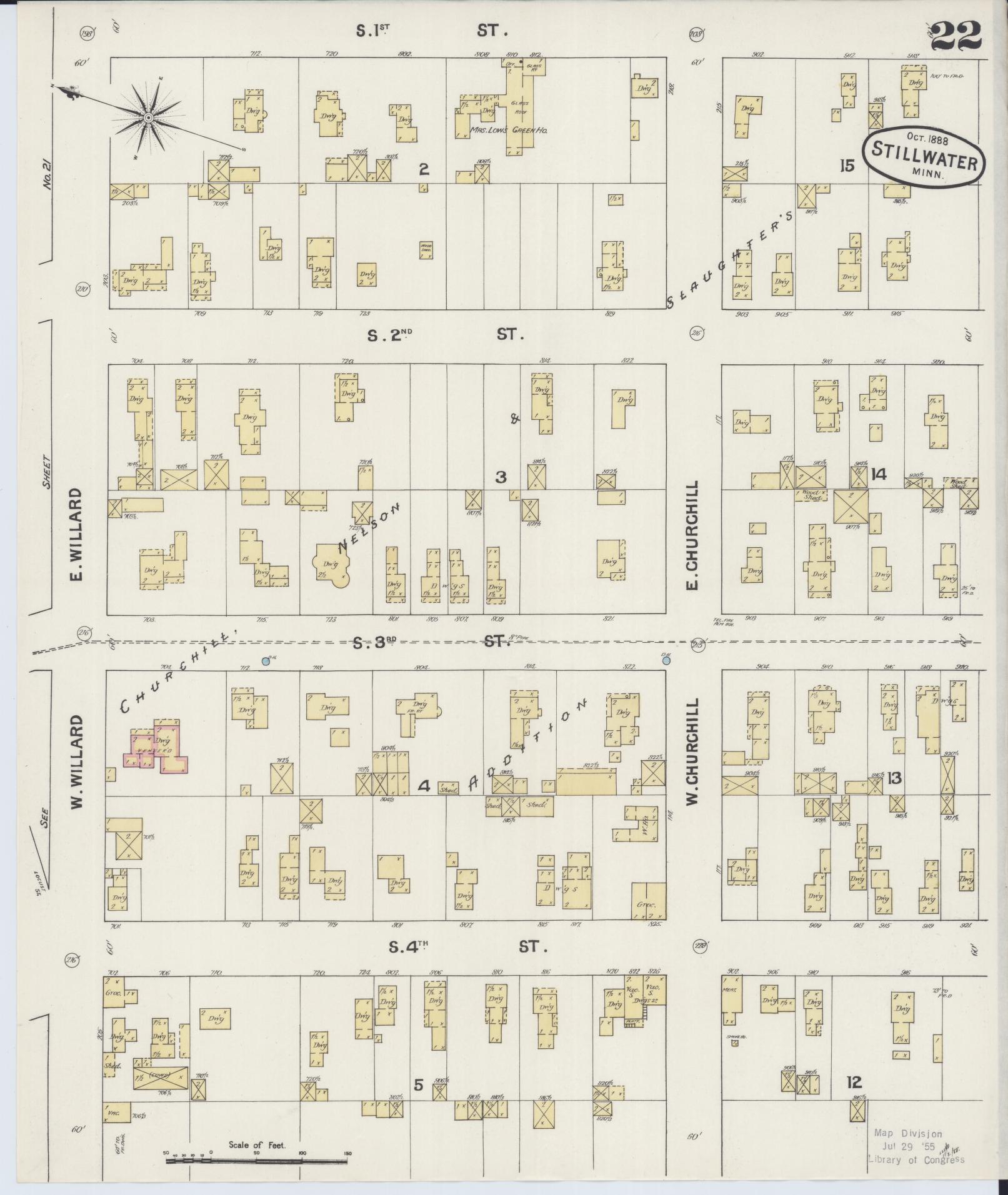 Sanborn Fire Insurance Map from Stillwater, Washington County, Minnesota (1888), Sheet #0022 - Historic Sanborn Fire Insurance Map Print, vintage old map wall art, antique decor, genealogy gift, Minnesota Minnesota map