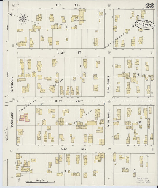 Sanborn Fire Insurance Map from Stillwater, Washington County, Minnesota (1888), Sheet #0022 - Historic Sanborn Fire Insurance Map Print, vintage old map wall art, antique decor, genealogy gift, Minnesota Minnesota map
