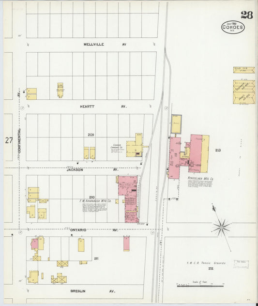 Sanborn Fire Insurance Map from Cohoes, Albany County, New York (1902), Sheet #0028 - Historic Sanborn Fire Insurance Map Print, vintage old map wall art, antique decor, genealogy gift, New York New York map