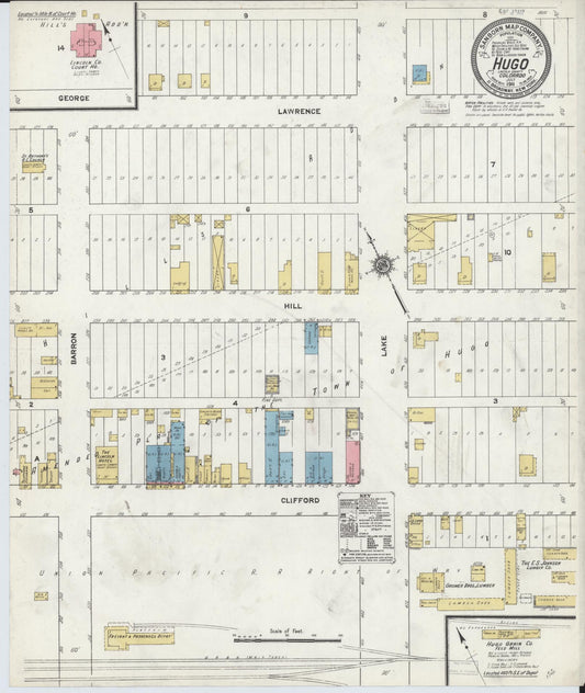 Sanborn Fire Insurance Map from Hugo, Lincoln County, Colorado (1911), Sheet #0001 - Historic Sanborn Fire Insurance Map Print, vintage old map wall art, antique decor, genealogy gift, Colorado Colorado map