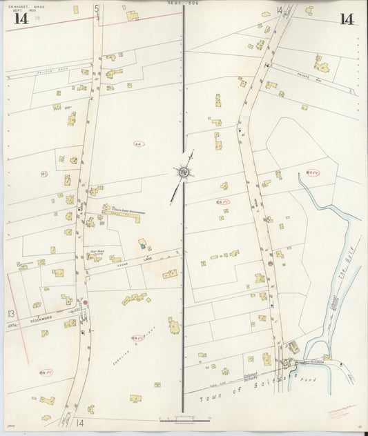 Sanborn Fire Insurance Map from Cohasset, Norfolk County, Massachusetts (1940), Sheet #0014 - Historic Sanborn Fire Insurance Map Print, vintage old map wall art, antique decor, genealogy gift, Massachusetts Massachusetts map