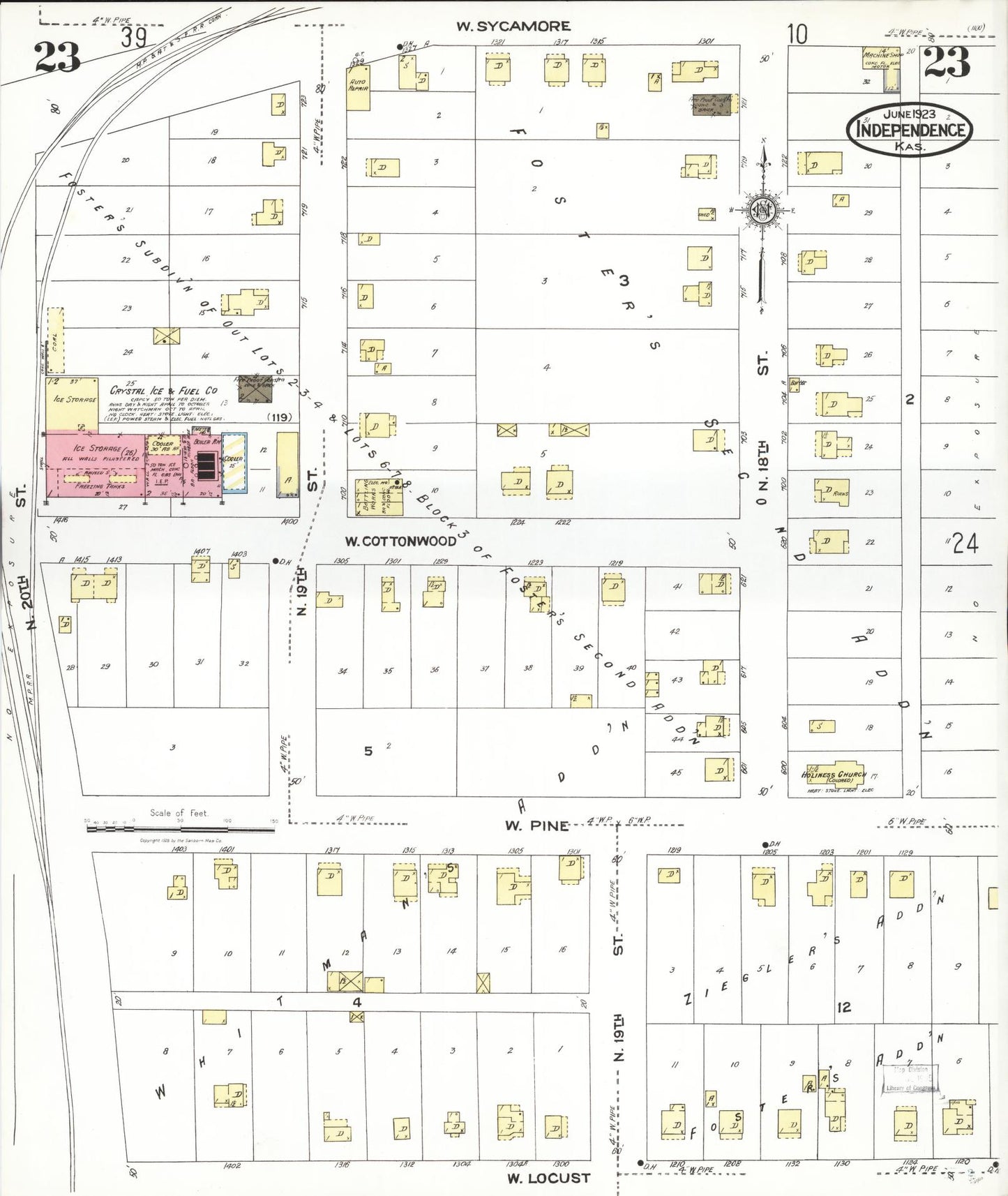 Sanborn Fire Insurance Map from Independence, Montgomery County, Kansas (1923), Sheet #0024 - Historic Sanborn Fire Insurance Map Print, vintage old map wall art, antique decor, genealogy gift, Kansas Kansas map