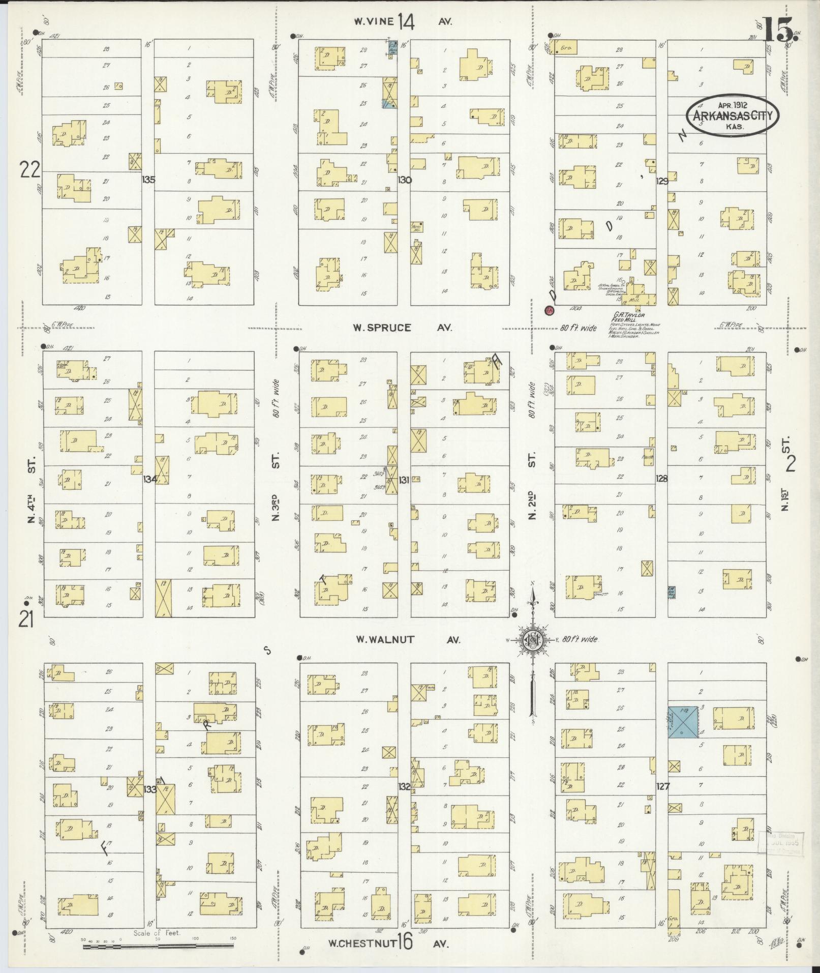 Sanborn Fire Insurance Map from Arkansas City, Cowley County, Kansas (1912), Sheet #0015 - Complete Map Set gallery image, historic Sanborn map, vintage wall art, Kansas Kansas