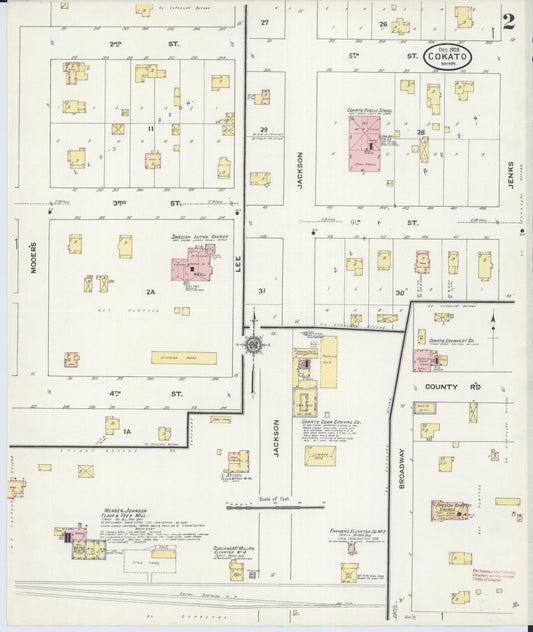 Sanborn Fire Insurance Map from Cokato, Wright County, Minnesota (1909), Sheet #0002 - Historic Sanborn Fire Insurance Map Print, vintage old map wall art, antique decor, genealogy gift, Minnesota Minnesota map