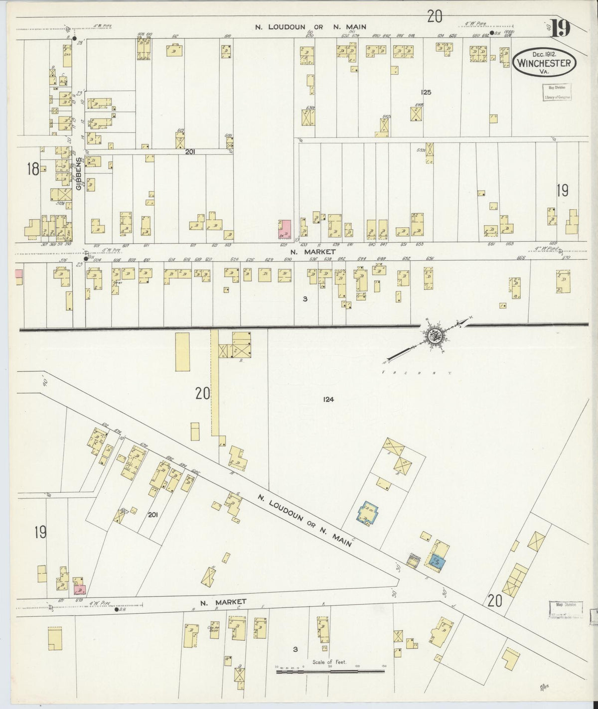 Sanborn Fire Insurance Map from Winchester, Independent Cities, Virginia (1912), Sheet #0019 - Complete Map Set gallery image, historic Sanborn map, vintage wall art, Virginia Virginia