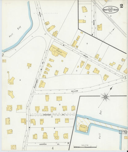 Sanborn Fire Insurance Map from Nantasket Beach, Plymouth County, Massachusetts (1903), Sheet #0002 - Historic Sanborn Fire Insurance Map Print, vintage old map wall art, antique decor, genealogy gift, Massachusetts Massachusetts map